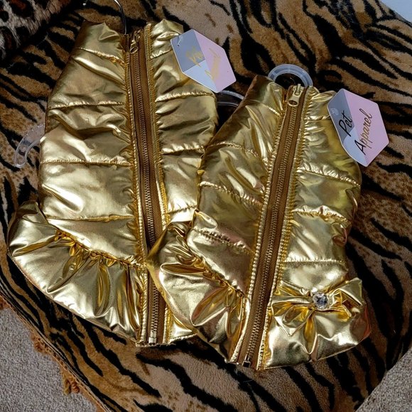 Pet Coat Sweater Golden Puffer xs or small ea. New w/ Tag! - Picture 2 of 5